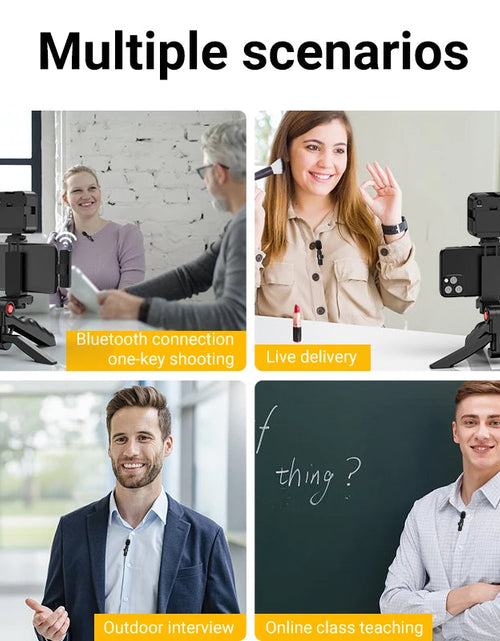 Load image into Gallery viewer, MAMEN Wireless Vlogging Kit Phone Tripod with Lavalier Microphone LED Light for iPhone Android Smartphone Live Streaming Toolkit
