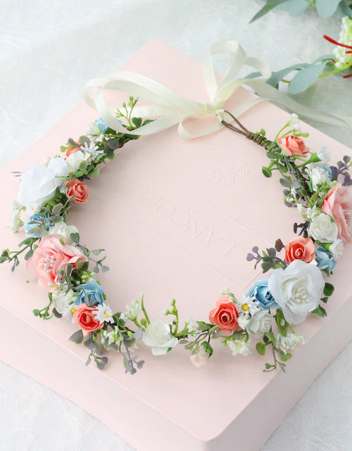 Load image into Gallery viewer, Bridal Wreath Handmade Fabric Rose Colorful Hair Strap Scenic Area Travel Photography Holiday Children's Headaccessory
