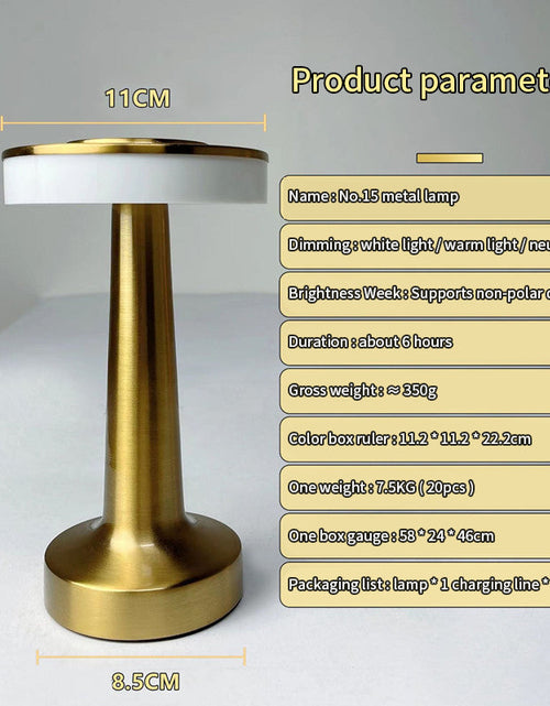 Load image into Gallery viewer, LED Retro Metal Desk Lamp USB Rechargeable Touch Desk Lamp Creative Bedside Night Light
