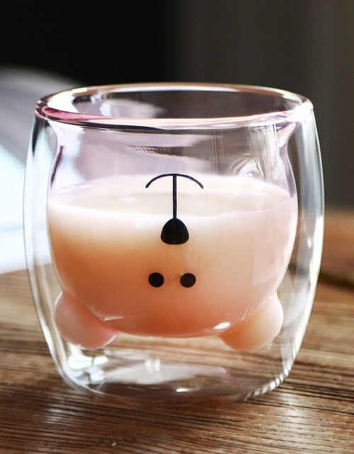 Load image into Gallery viewer, Creative Cute Bear Coffee Mugs Double Glass Cup Animal Double-layer Milk Juice Tea Mug Cup Lady Valentine's Day Christmas Gift
