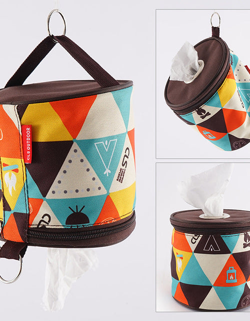 Load image into Gallery viewer, Outdoor camping folding ethnic style paper box storage bag car roll paper tissue box small cloth bag storage bag

