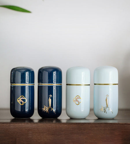 Ceramic Tea Jar Japanese Travel Mini Tea Storage Box Vintage Jar Green Tea Storage Containers