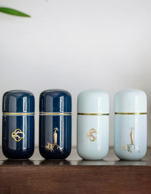 Load image into Gallery viewer, Ceramic Tea Jar Japanese Travel Mini Tea Storage Box Vintage Jar Green Tea Storage Containers
