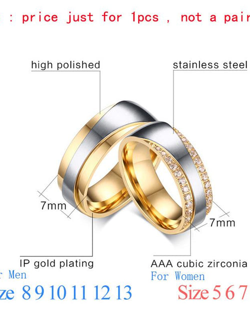 Load image into Gallery viewer, Vnox Wedding Rings for Women Men Promise Lover Valentine's Day Gift
