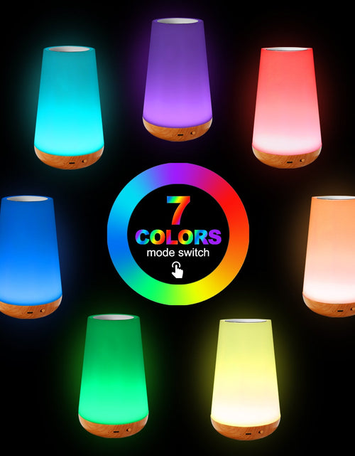 Load image into Gallery viewer, Wood grain remote control touch night light creative pat table lamp bedroom bedside lamp rainbow atmosphere light
