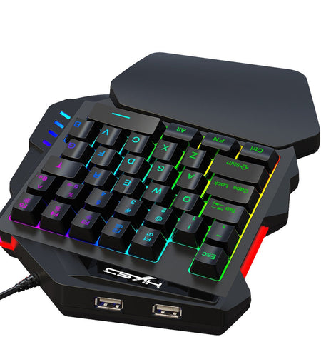 V500 gaming one handed keyboard RGB illuminated keyboard built-in converter supports PS3 and PS4 gaming consoles