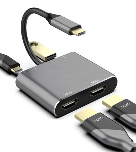 Type-C hub to dual HDMI PD USB3.0 hub for mobile phones, laptops, and multi port docking stations