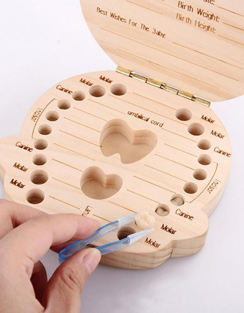 Load image into Gallery viewer, Lovely Girl /Boy Image Wooden Baby Milk Teeth Box Baby Souvenirs Fetal Hair Tooth Collection Save Box Recording Baby Growth
