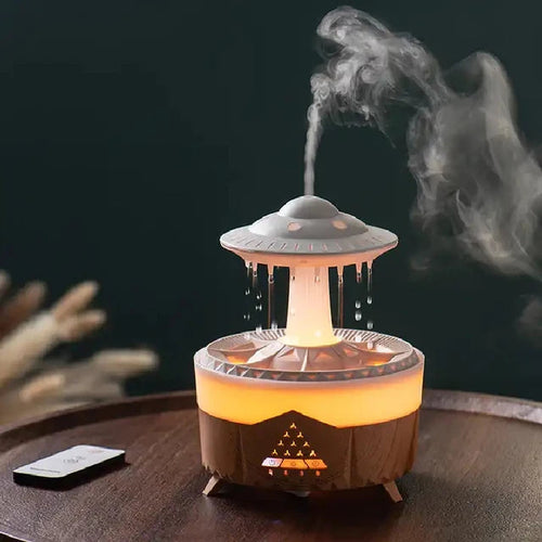 Load image into Gallery viewer, Rain Drop Air Humidifier Essential Oil Diffuser 350ml 7 Colors LED Lamp Ultrasonic Remote Control USB Rain Cloud Aroma Diffuser
