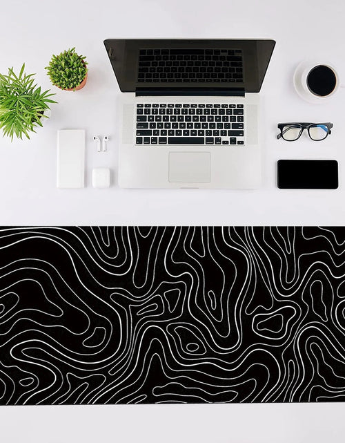 Load image into Gallery viewer, 1Pcs Gaming Mouse Pad Large Keyboard Pad 31.5 x 11.8in Topographic Mouse Pad Black and White Mouse Pad for Keyboard with Anti-Sl

