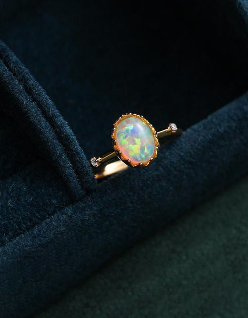 Load image into Gallery viewer, Retro imitation Opal gold-plated ring for women
