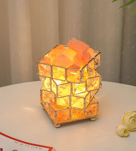 USB Crystal Table Lamp Three Color Dimming Magic Cube Stone Romantic Atmosphere Lights Bedroom Bedside Night Light For Home Room