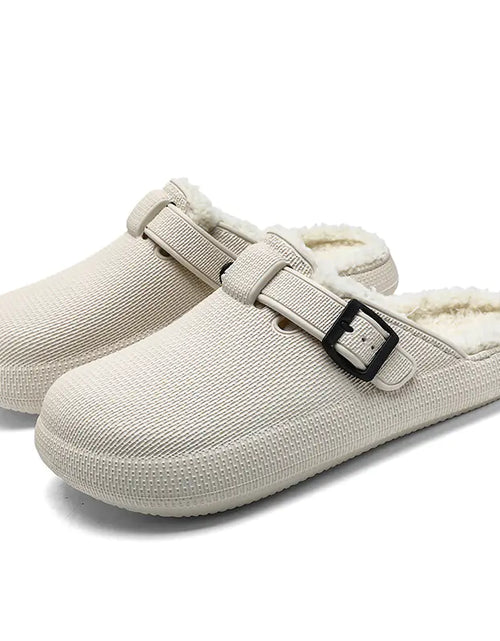 Load image into Gallery viewer, Fleece-Lined Eva Soft Bottom Slippers for Home Travel
