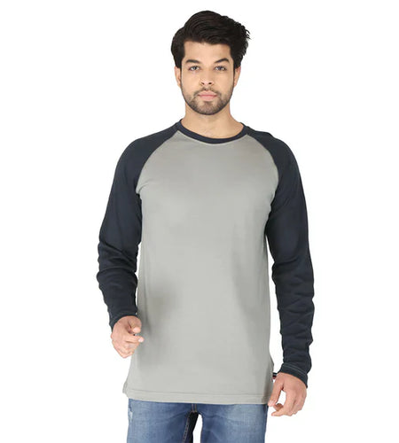 Forge Fr Men's Grey & Navy Baseball Long Sleeve T-shirt