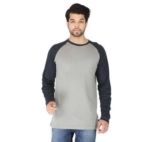 Load image into Gallery viewer, Forge Fr Men's Grey &amp; Navy Baseball Long Sleeve T-shirt
