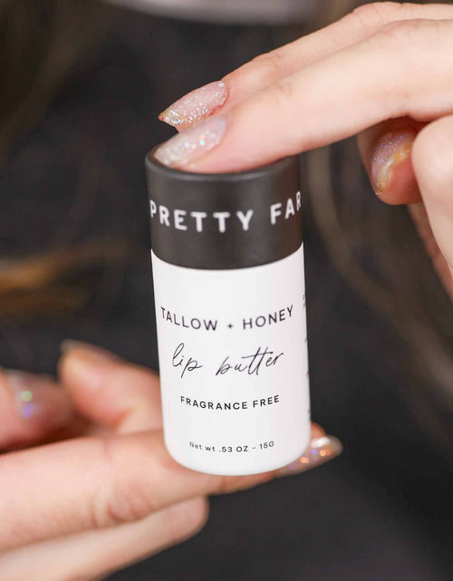 Load image into Gallery viewer, Fragrance Free Tallow + Honey Lip Butter in Eco-Friendly Travel Tubes
