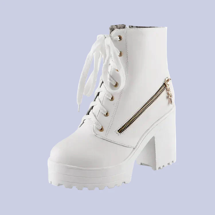 Women's Vintage Martin Ankle Boots with Chunky Heels