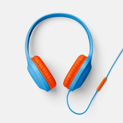 Load image into Gallery viewer, heyday Wired On-Ear Headphones Built-In Mic Foam Cushion Bright Blue
