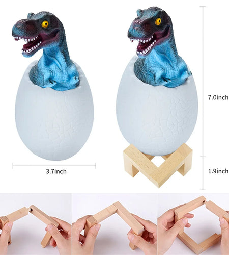 3D Printed Touch Sensor LED Night Light 16 Colors Dinosaur Egg Bedside Lamp Remote Control 4 Modes Toy Rechargeable Table Lamp