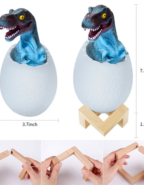 Load image into Gallery viewer, 3D Printed Touch Sensor LED Night Light 16 Colors Dinosaur Egg Bedside Lamp Remote Control 4 Modes Toy Rechargeable Table Lamp
