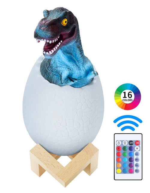 Load image into Gallery viewer, 3D Printed Touch Sensor LED Night Light 16 Colors Dinosaur Egg Bedside Lamp Remote Control 4 Modes Toy Rechargeable Table Lamp
