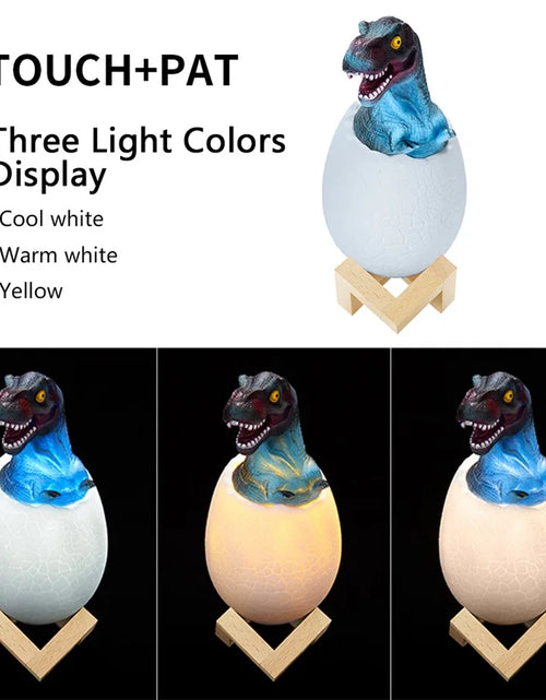Load image into Gallery viewer, 3D Printed Touch Sensor LED Night Light 16 Colors Dinosaur Egg Bedside Lamp Remote Control 4 Modes Toy Rechargeable Table Lamp
