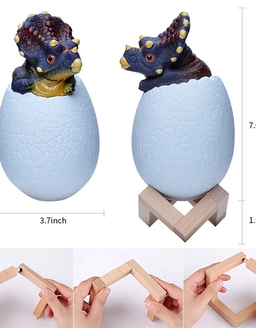 Load image into Gallery viewer, Dinosaur LED Night Light 16 Colors 3D Printed Touch Sensor Triceratops Egg Bedside Lamp Remote Control Toy Rechargeable Light
