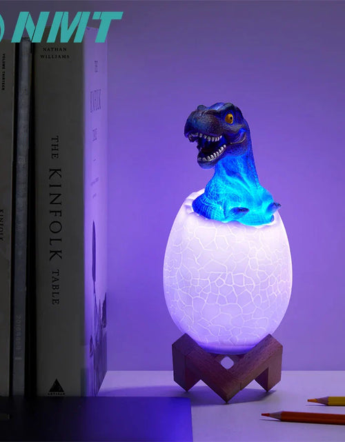 Load image into Gallery viewer, 3D Printed Touch Sensor LED Night Light 16 Colors Dinosaur Egg Bedside Lamp Remote Control 4 Modes Toy Rechargeable Table Lamp
