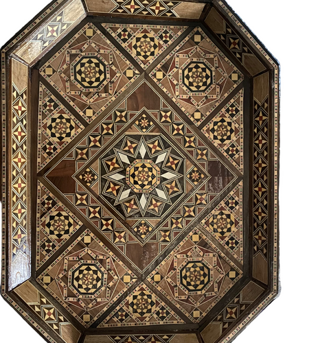 Authentic Vintage Traditional Wood Mosaic Tray