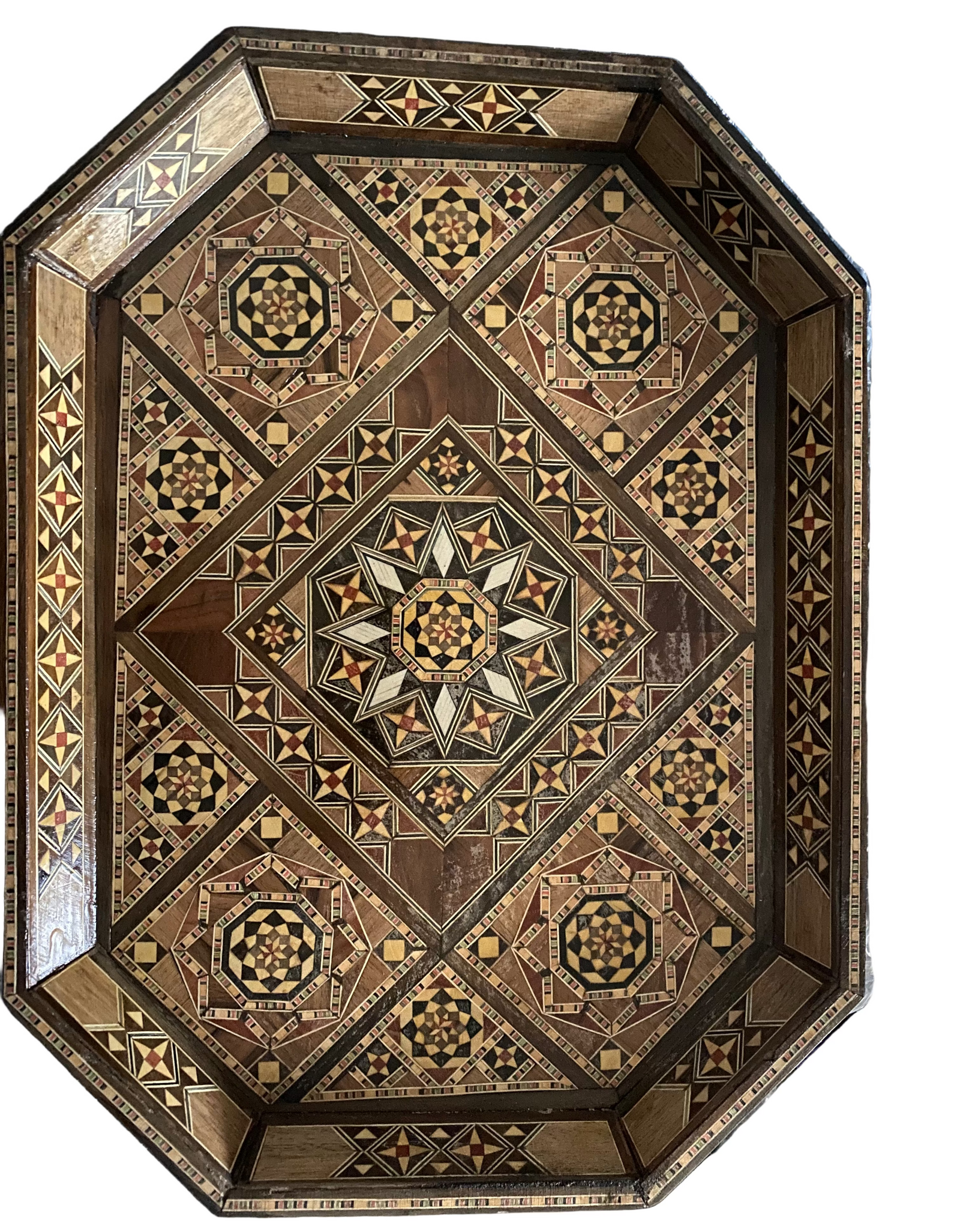 Authentic Vintage Traditional Wood Mosaic Tray