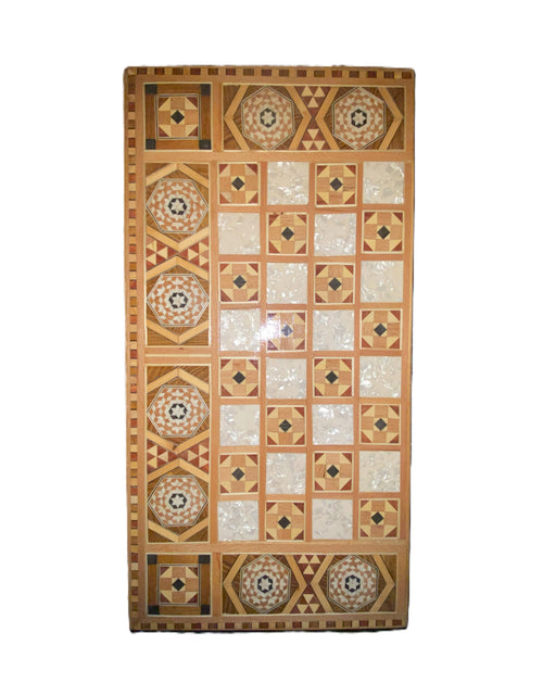 Load image into Gallery viewer, Vintage Mosaic Wooden Inlaid Marquetry Box Backgammon Set

