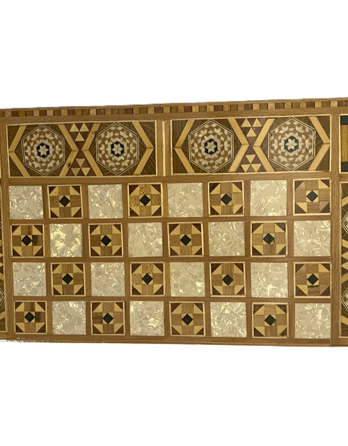 Load image into Gallery viewer, Vintage Mosaic Wooden Inlaid Marquetry Box Backgammon Set
