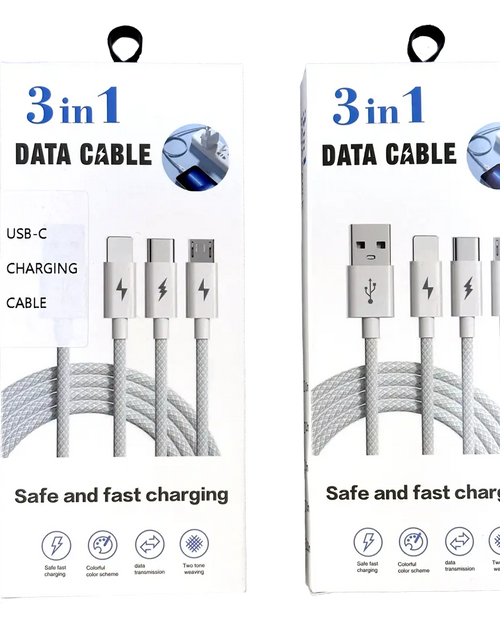 Load image into Gallery viewer, 3-in-1 Braided USB Charging Cable | Lightning • Micro-USB • USB-C
