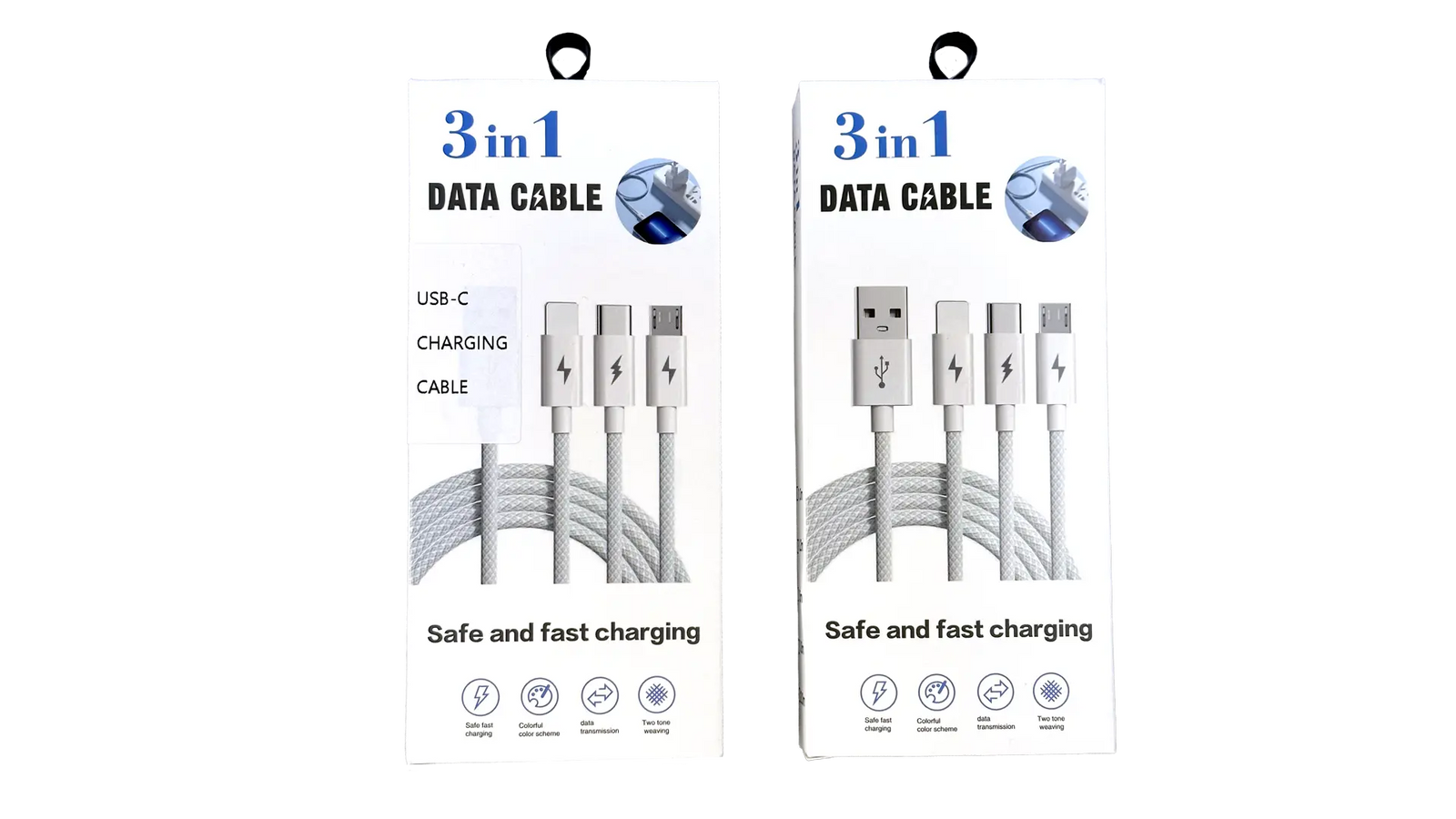 3-in-1 Braided USB Charging Cable | Lightning • Micro-USB • USB-C