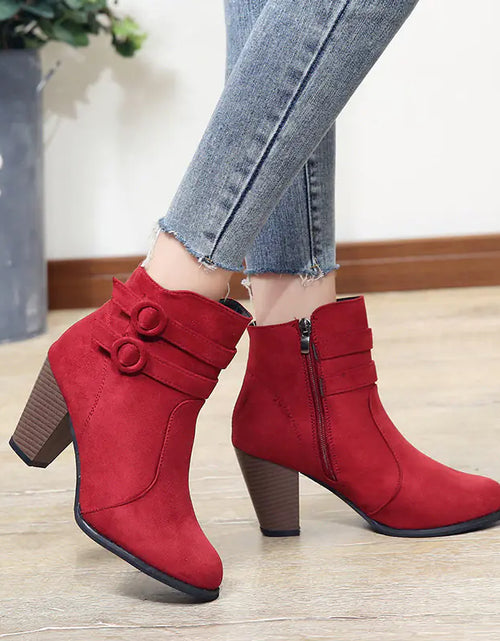 Load image into Gallery viewer, Women's Martin Boots - Chunky Heels, Warm Winter Style
