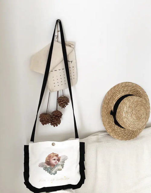 Load image into Gallery viewer, Mini Crossbody Coin Purse with Angel Print and Ruffles
