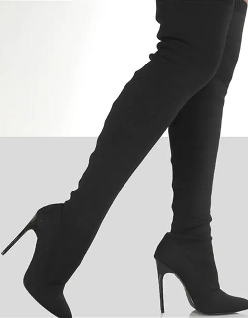 Load image into Gallery viewer, Women's Knit High-Heel Over-the-Knee Boots
