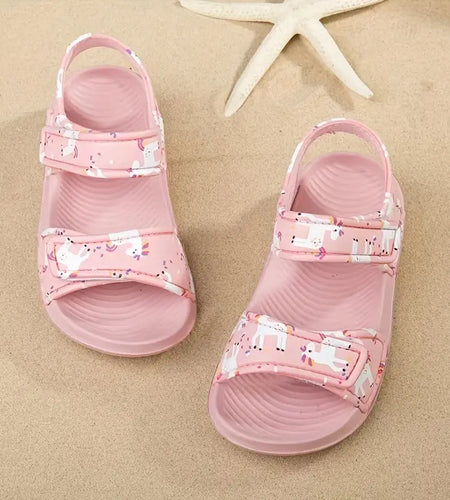 Trendy Girls Cartoon Print Non-Slip Summer Sandals