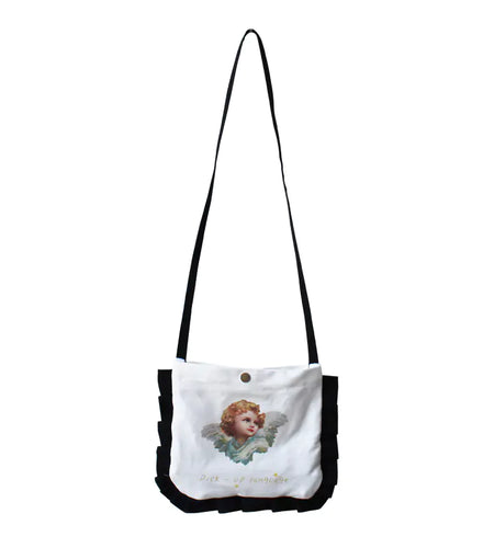 Mini Crossbody Coin Purse with Angel Print and Ruffles