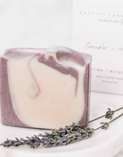Load image into Gallery viewer, Lavender + Mint Handmade Tallow and Goat Milk Soap Bar
