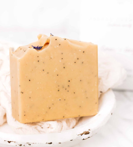 Lemon + Honey + Poppy Seed Handmade Tallow and Goat Milk Soap Bar