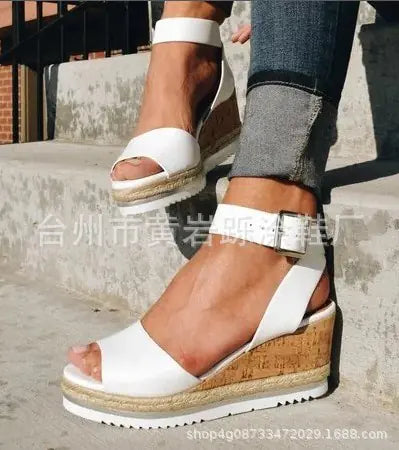 Load image into Gallery viewer, Summer Casual Korean Style Wedge Peep-Toe Heels
