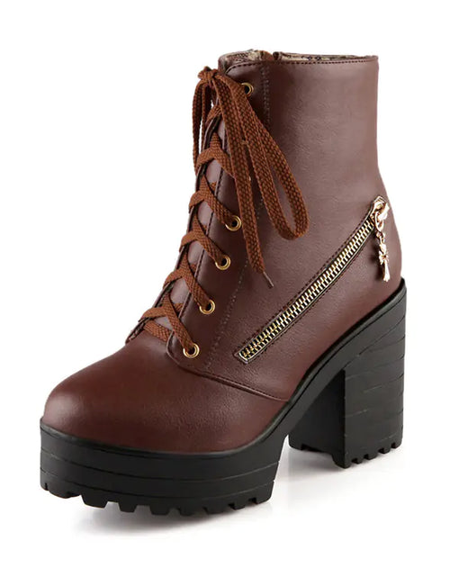 Load image into Gallery viewer, Women's Vintage Martin Ankle Boots with Chunky Heels
