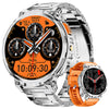 Silver Irregular Three-Strap Steel Band + Orange Silicone Strap