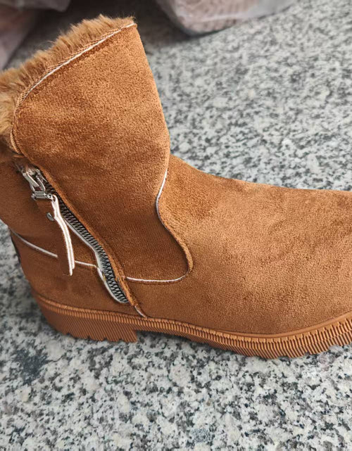 Load image into Gallery viewer, Women’s Velvet Lined Cotton Snow Boots — Plus Size Winter Warm Boots
