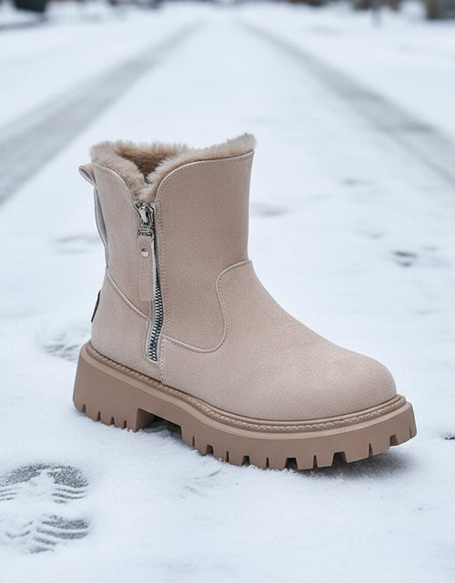 Load image into Gallery viewer, Women’s Velvet Lined Cotton Snow Boots — Plus Size Winter Warm Boots
