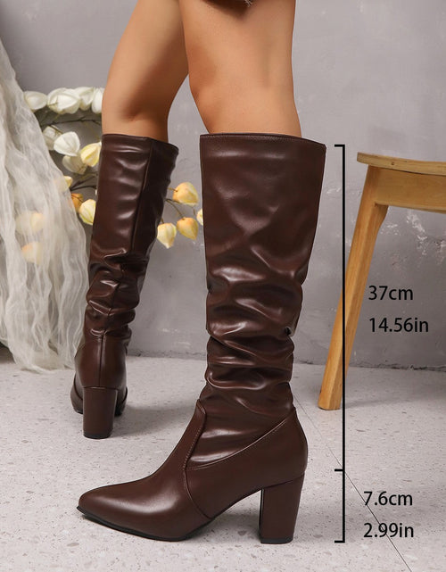 Load image into Gallery viewer, Pointed Pleated-Sleeve High Heel Fashion Boots
