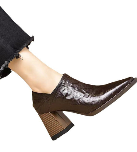 Women’s Chunky-Heel High Heels with Side Zipper