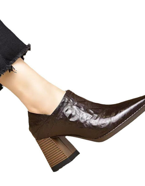 Load image into Gallery viewer, Women’s Chunky-Heel High Heels with Side Zipper
