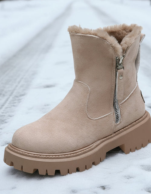 Load image into Gallery viewer, Women’s Velvet Lined Cotton Snow Boots — Plus Size Winter Warm Boots
